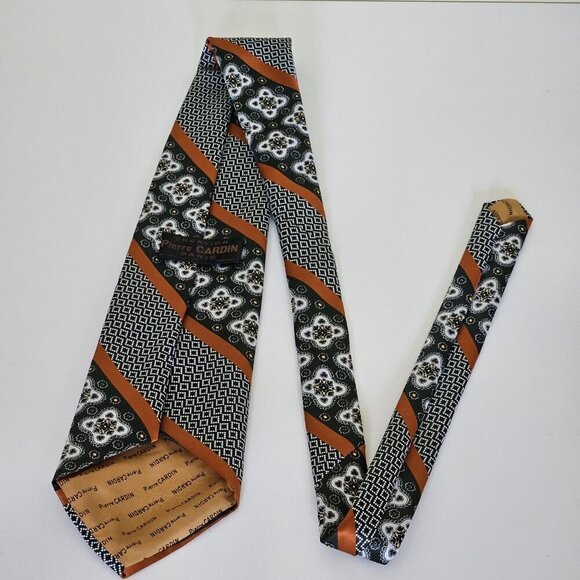 Pierre Cardin Creation Paris Tie Silk Multicolor W4.5 L55" Boho Geo Floral Vtg - Picture 4 of 13